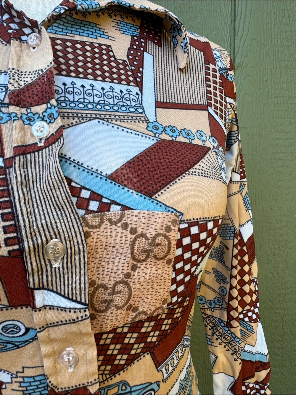 1970s Vintage Novelty Print Metropolitan Blouse - Picture 8 of 8